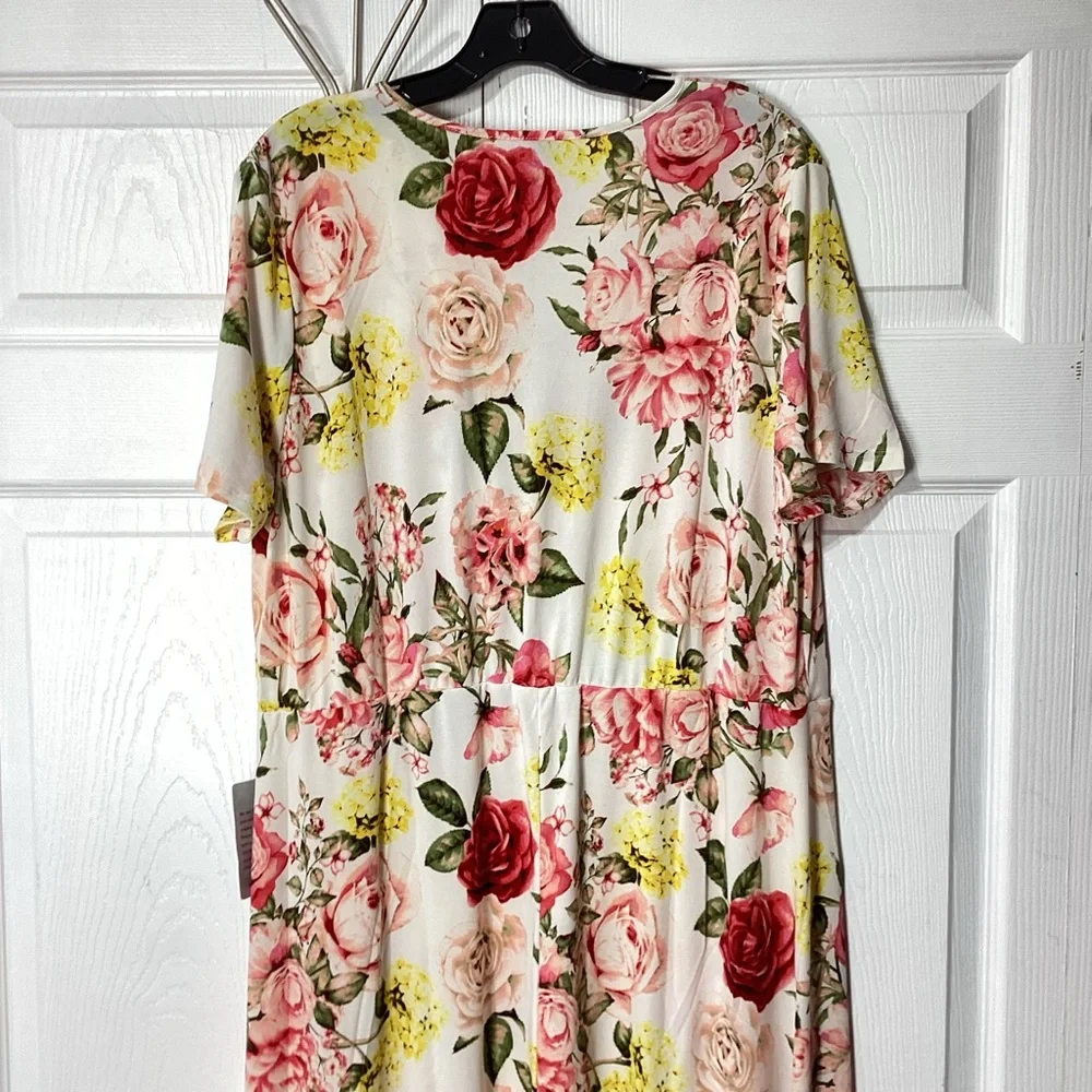 By Design Brand Floral V-Neck Maxi Dress Vintage Rose Nordstrom Tag NWT 1X - Picture 4 of 12